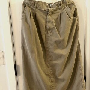 Vintage AVERROE Women's Skirt Khaki 14 Medium 100% Cotton Maxi Classic Long